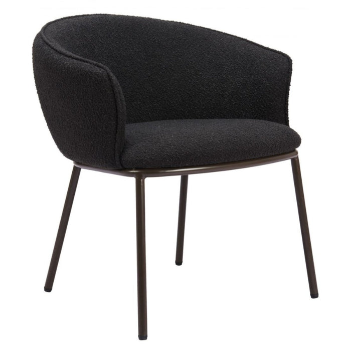 Black & Bronze Boucle Dining Chair