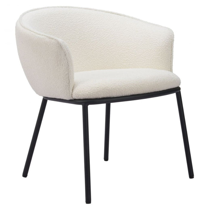 White & Black Boucle Dining Chair