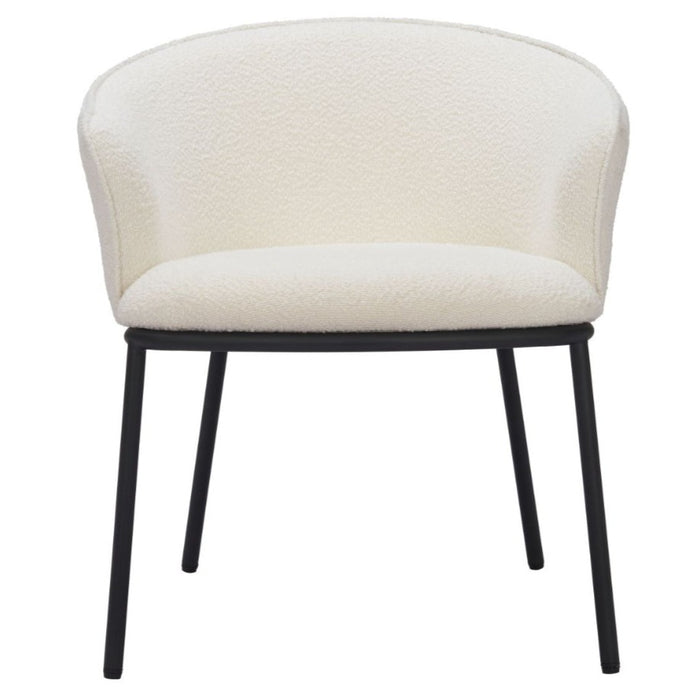 White & Black Boucle Dining Chair