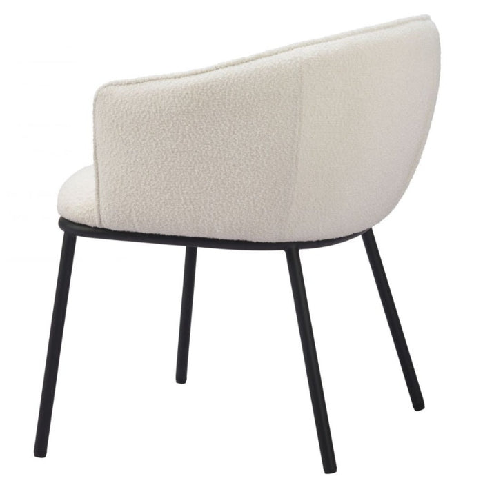 White & Black Boucle Dining Chair