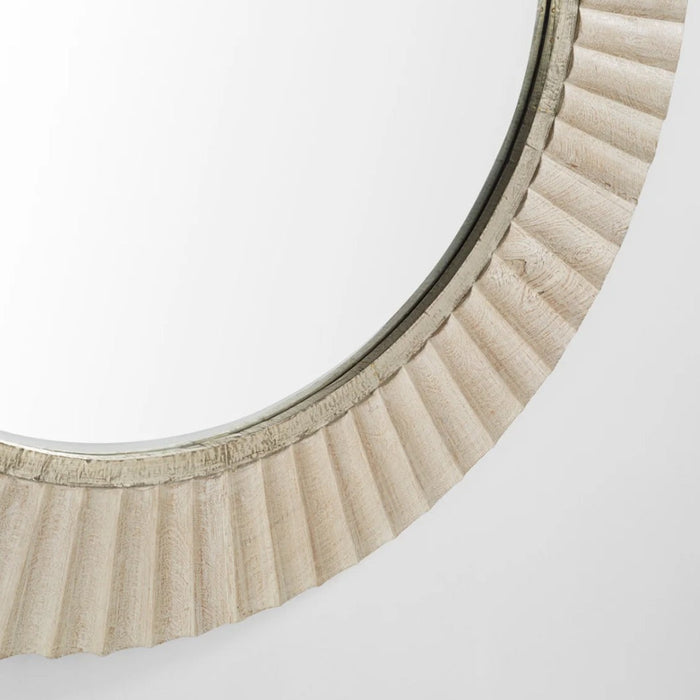 Hand-Carved Fluted Round Mirror