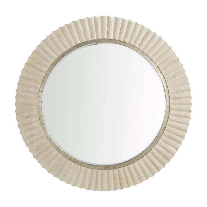 Hand-Carved Fluted Round Mirror