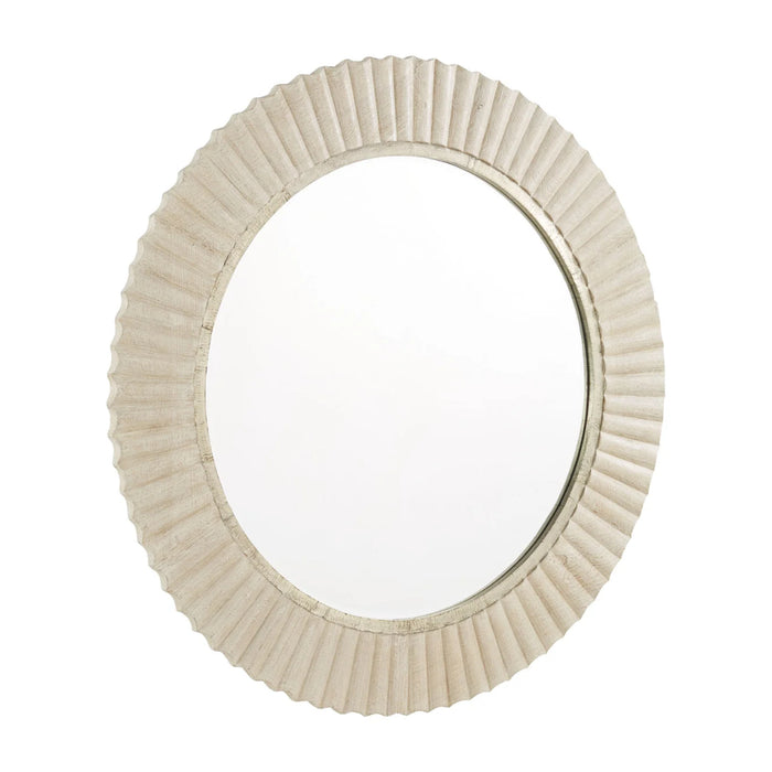 Hand-Carved Fluted Round Mirror