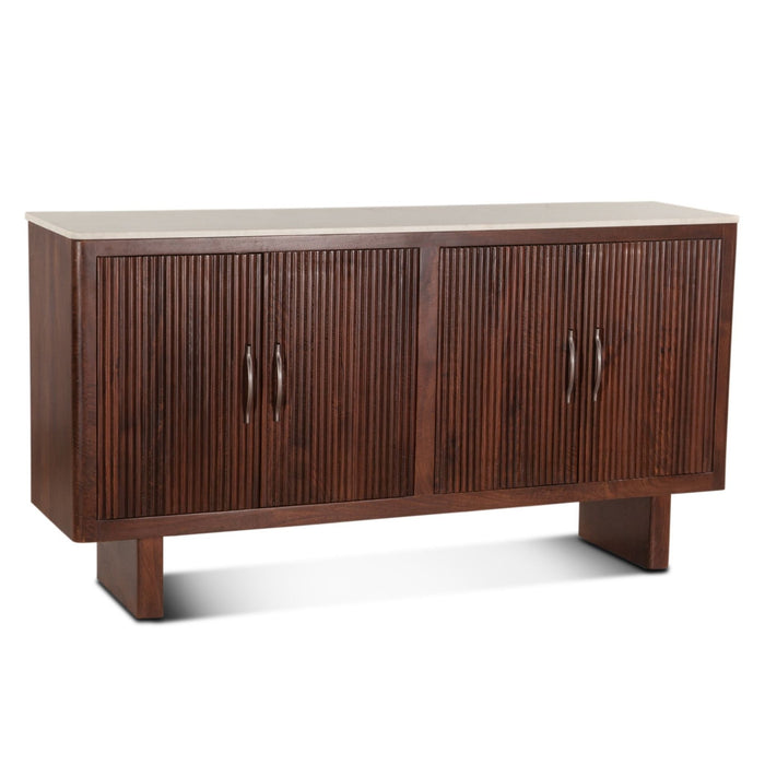 Mango Wood and White Marble Sideboard