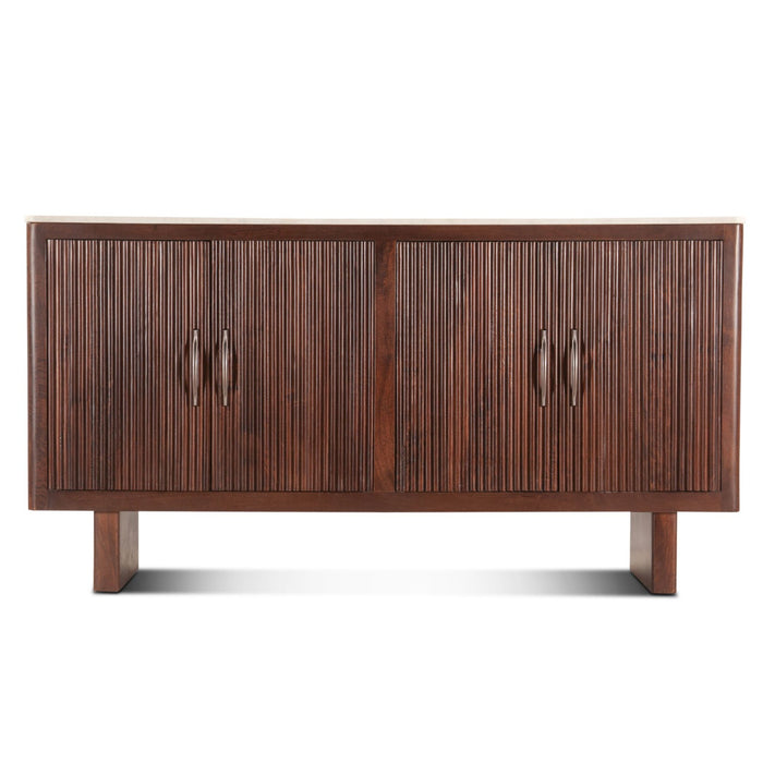 Mango Wood and White Marble Sideboard