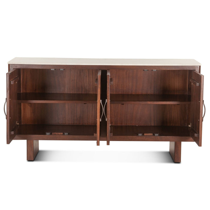 Mango Wood and White Marble Sideboard