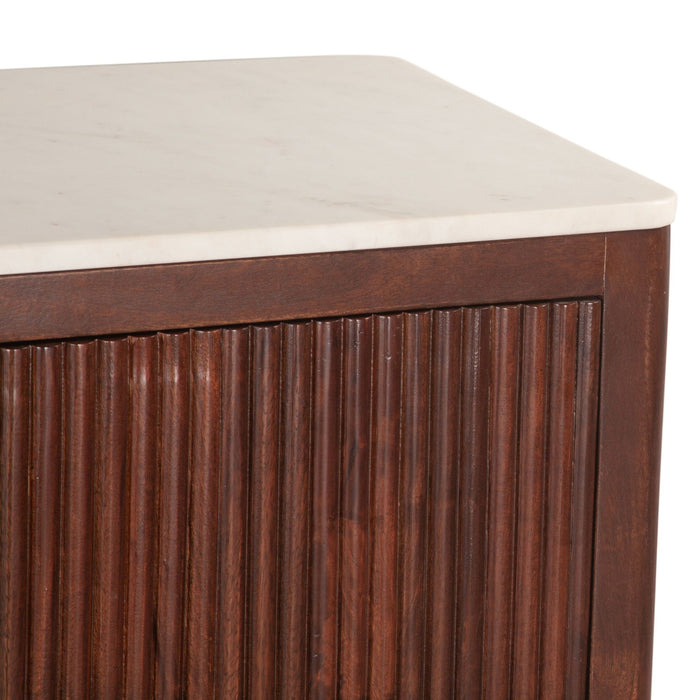 Mango Wood and White Marble Sideboard