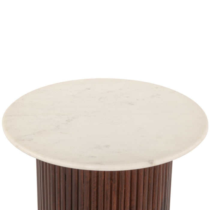 Mango Wood and White Marble Accent Table