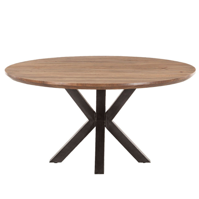 Smoked Iron Cross Base Round Dining Table