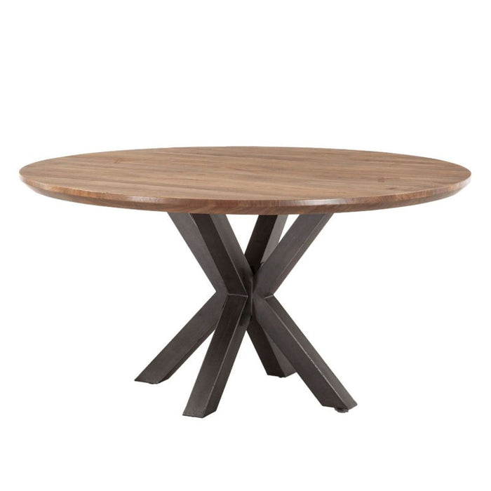 Smoked Iron Cross Base Round Dining Table