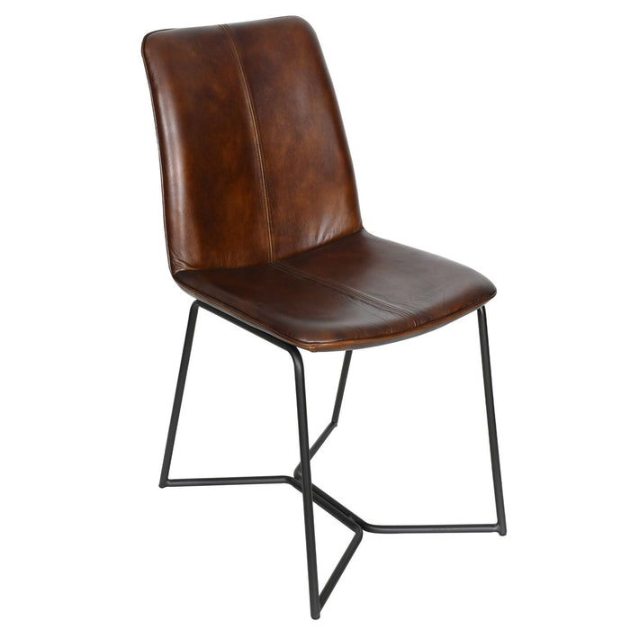 Mid-Century Chestnut Leather Dining Chair