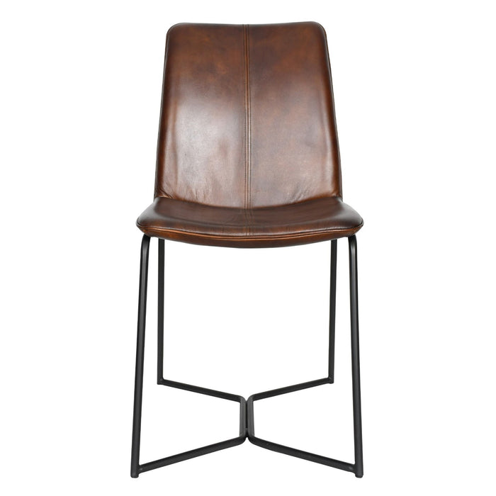 Mid-Century Chestnut Leather Dining Chair