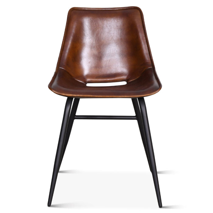 Upholstered Chestnut Leather Dining Chair