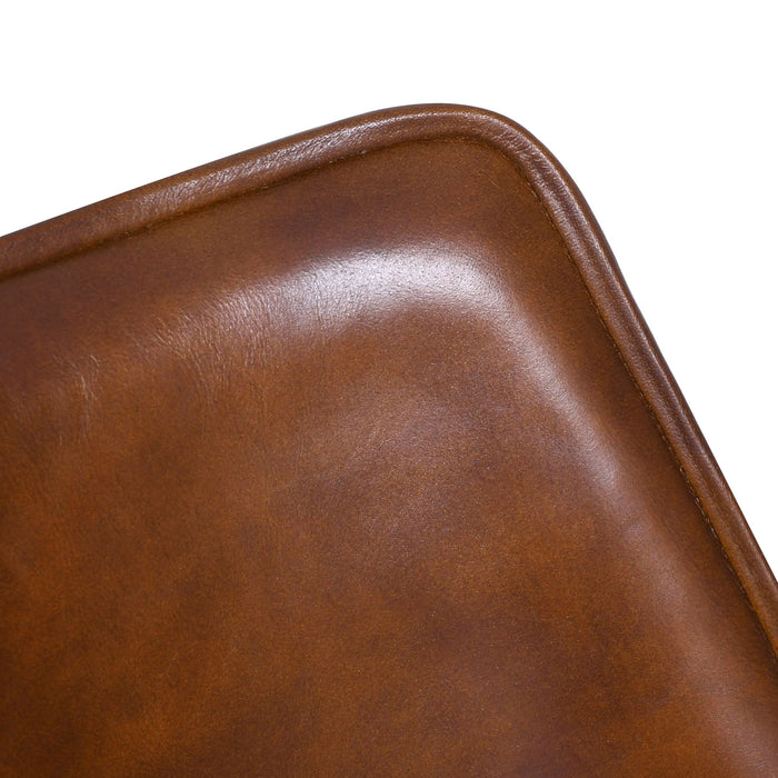 Upholstered Chestnut Leather Dining Chair