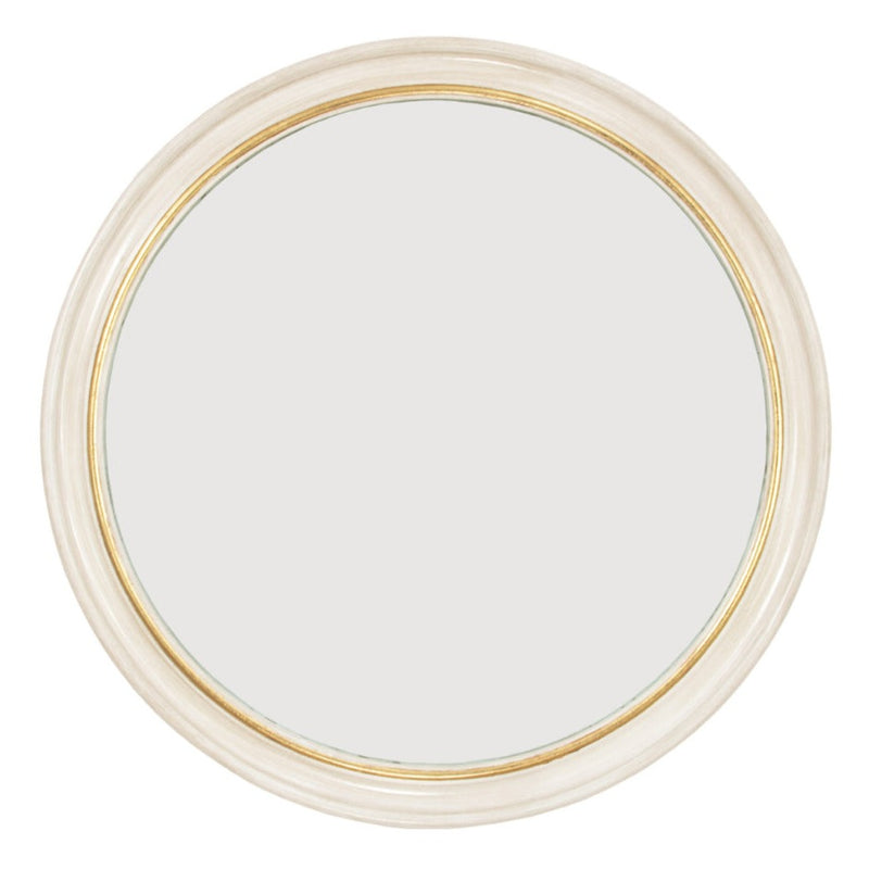 Shabby White & Gold Round Mirror