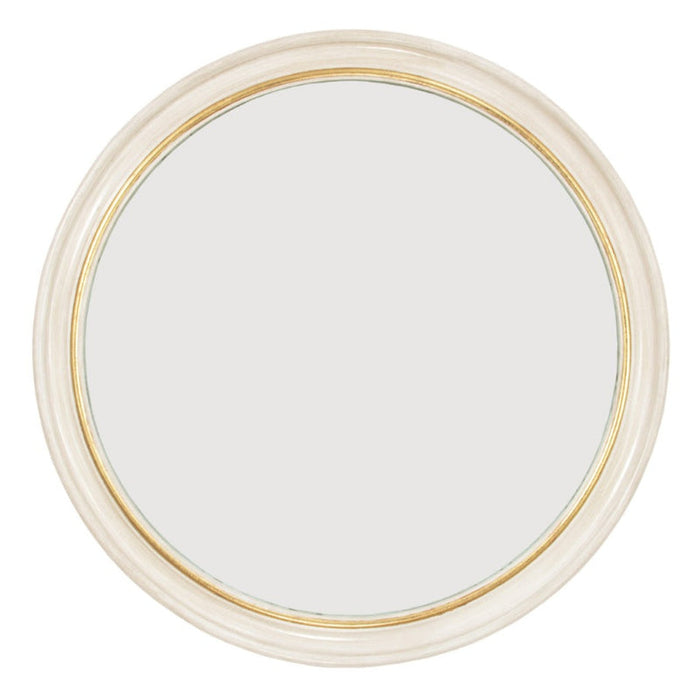 Shabby White & Gold Round Mirror