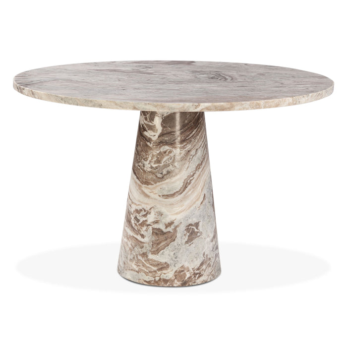 Contemporary Round Brown Marble Dining Table