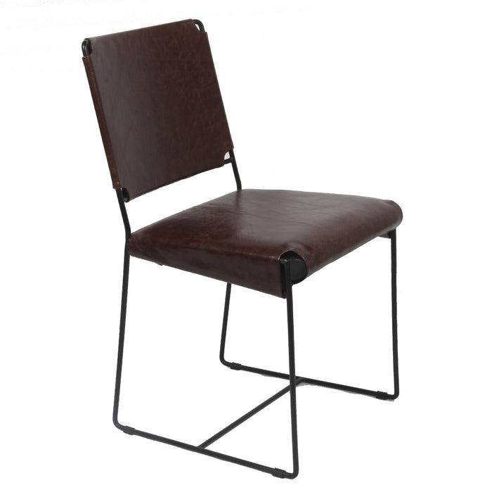 Modern Chocolate Leather Dining Chair