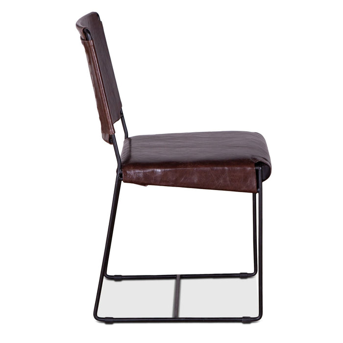 Modern Chocolate Leather Dining Chair