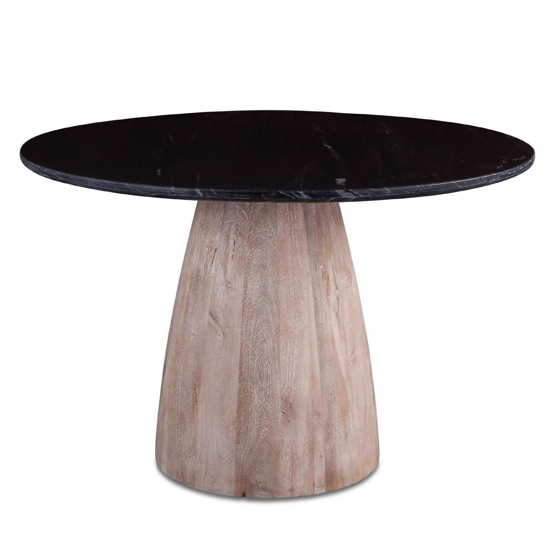 Mid-Century Black Marble Round Dining Table