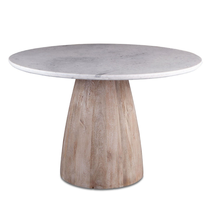 Mid-Century White Marble Round Dining Table