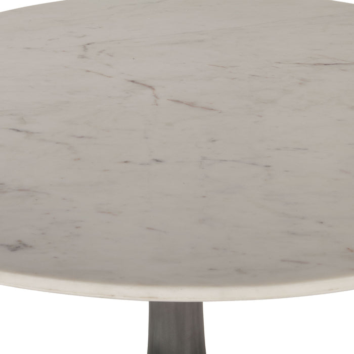 Mid-Century White Silver Round Dining Table