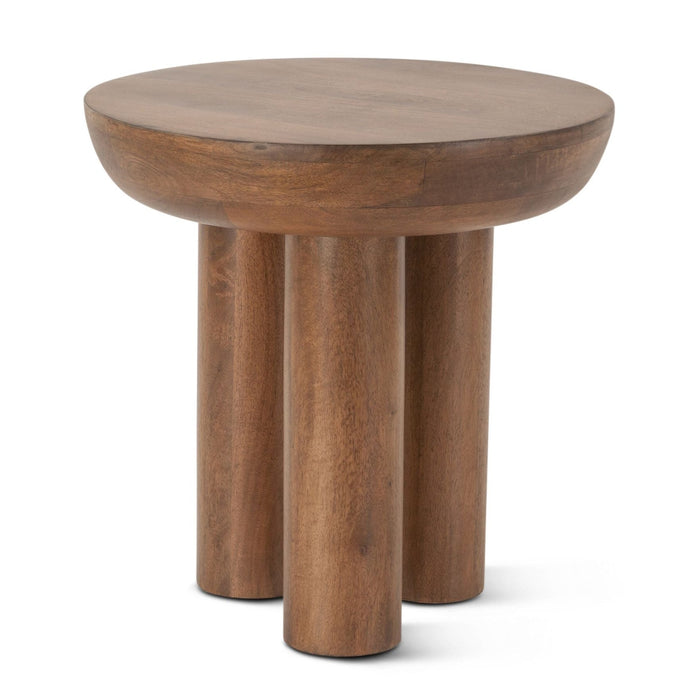 Mid-Century Acorn Brown Round Accent Table