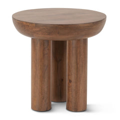 Mid-Century Acorn Brown Round Accent Table