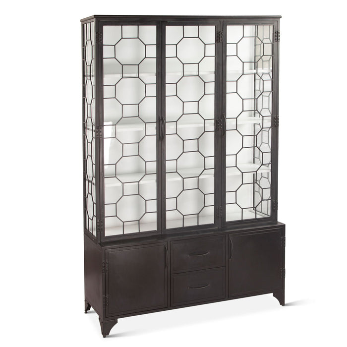 Iron and Glass Matte Black Cabinet