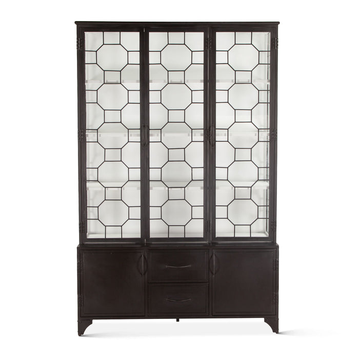 Iron and Glass Matte Black Cabinet