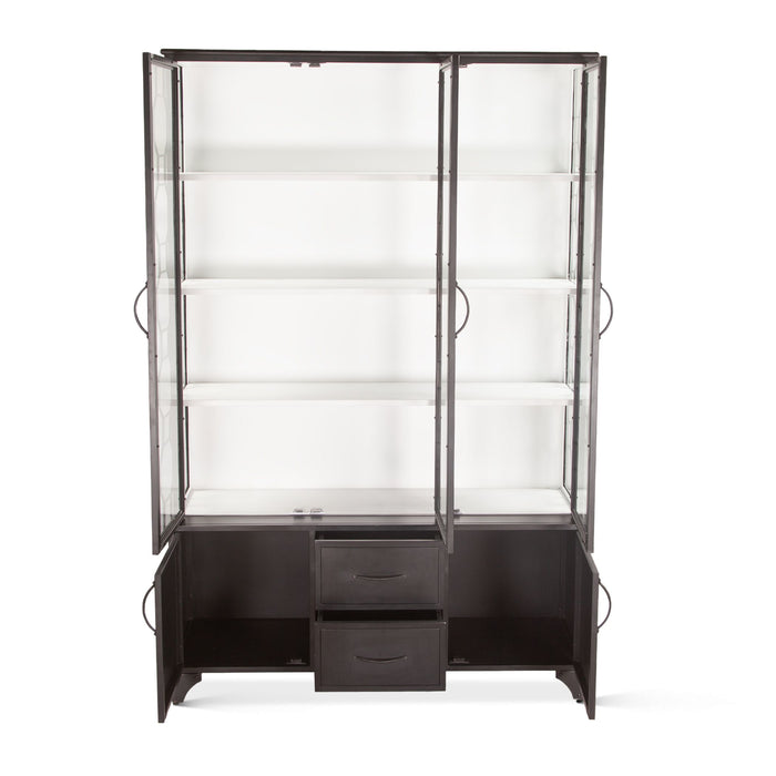 Iron and Glass Matte Black Cabinet