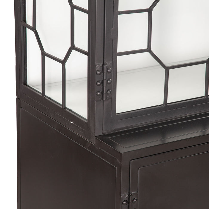 Iron and Glass Matte Black Cabinet