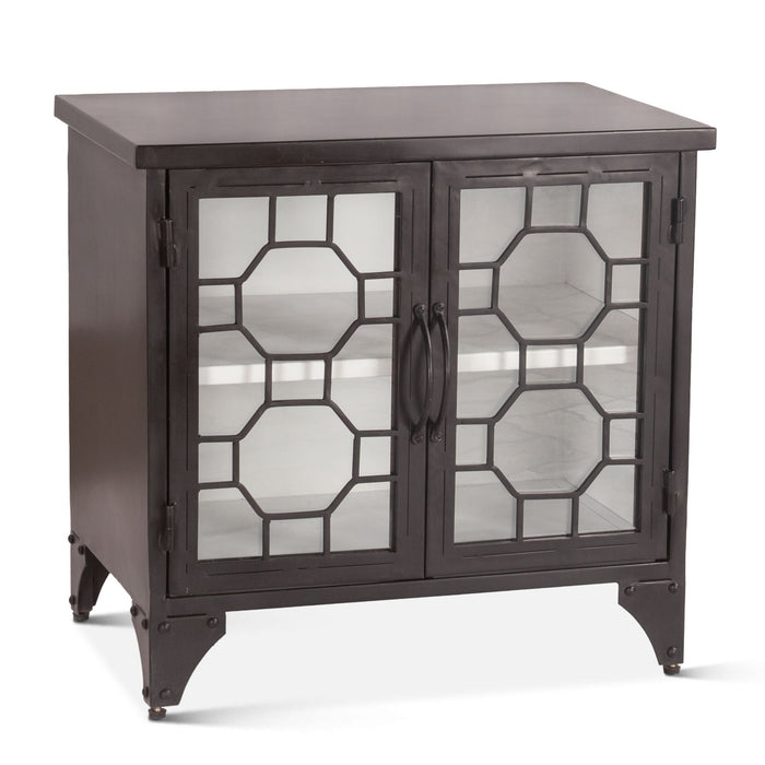 Black Windowpane Door Side Cabinet