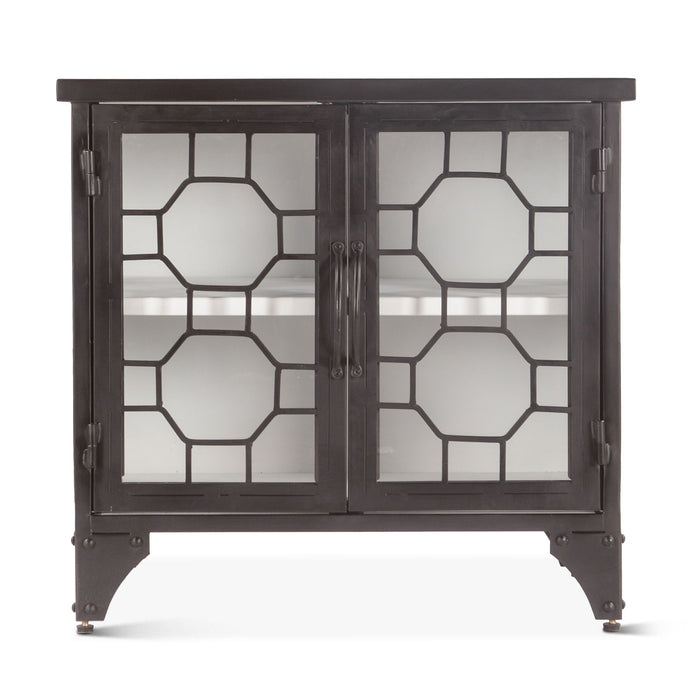 Black Windowpane Door Side Cabinet