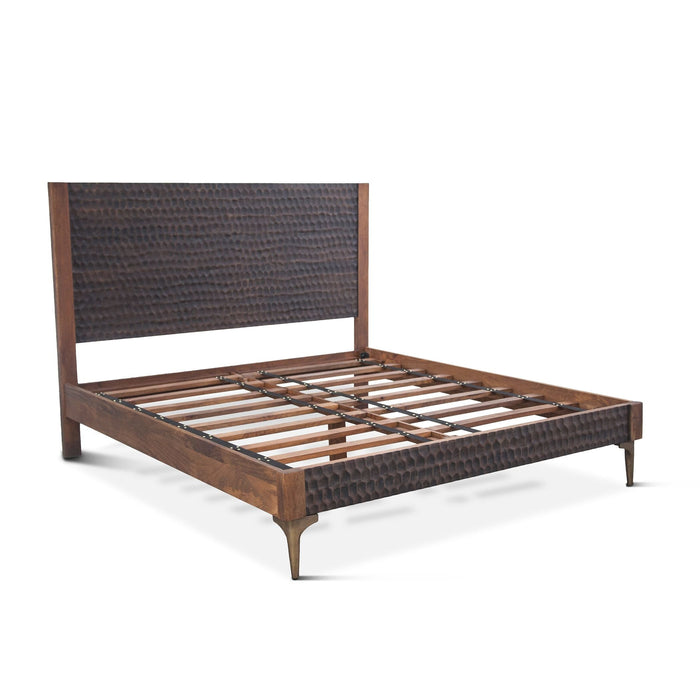 Natural Wooden and Iron Two-Toned King Bed