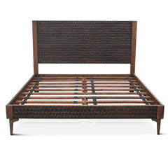 Natural Wooden and Iron Two-Toned King Bed