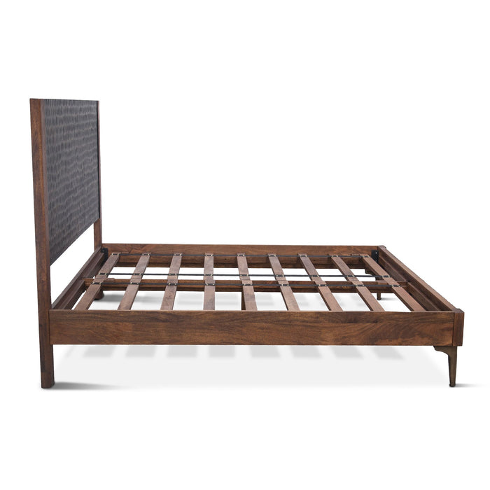 Natural Wooden and Iron Two-Toned King Bed