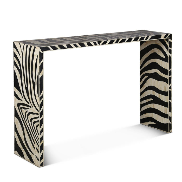 Eclectic Zebra Bone Inlay Console Table