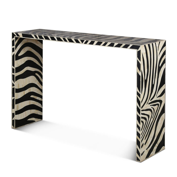 Eclectic Zebra Bone Inlay Console Table