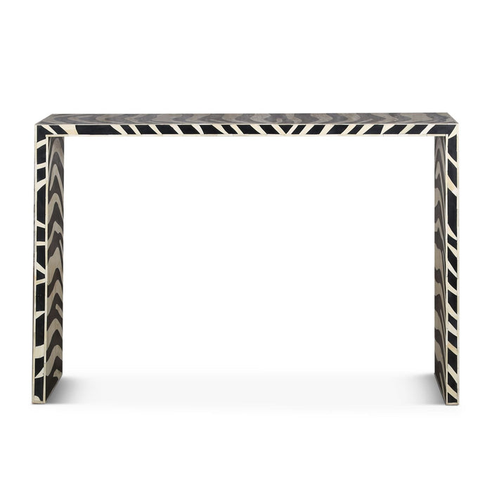 Eclectic Zebra Bone Inlay Console Table