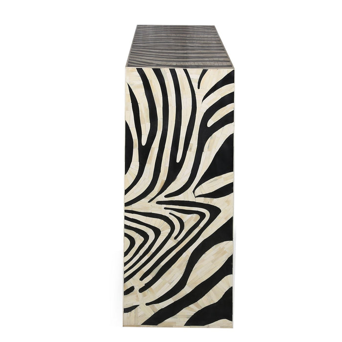 Eclectic Zebra Bone Inlay Console Table