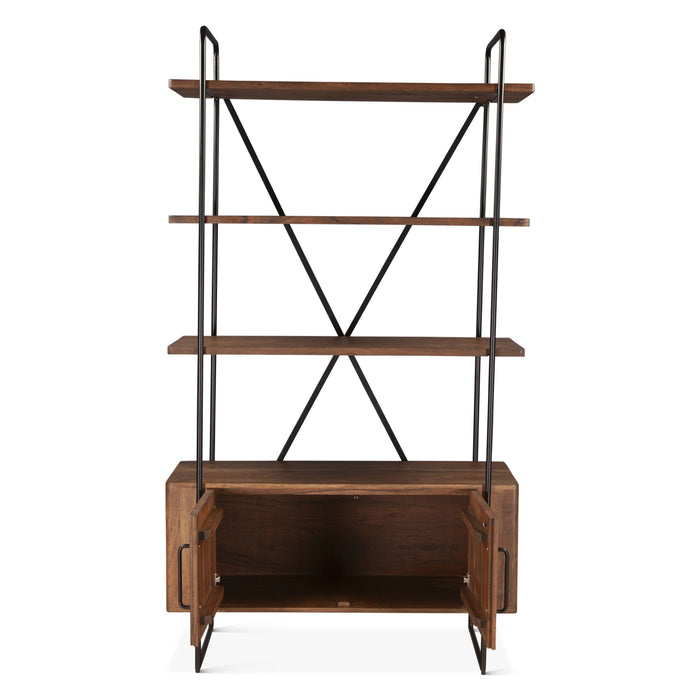 Industrial Wooden and Wire Frame Bookshelf