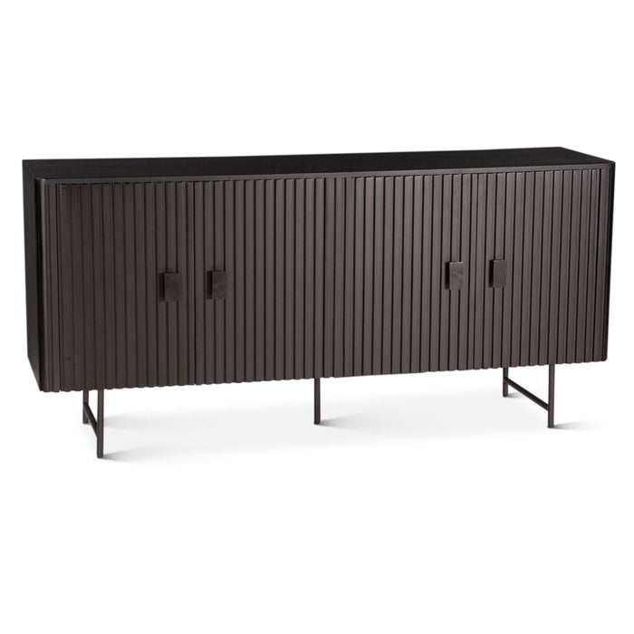 Mid-Century Modern Matte Black Sideboard