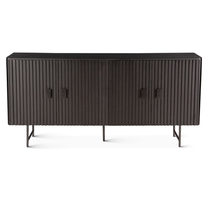 Mid-Century Modern Matte Black Sideboard