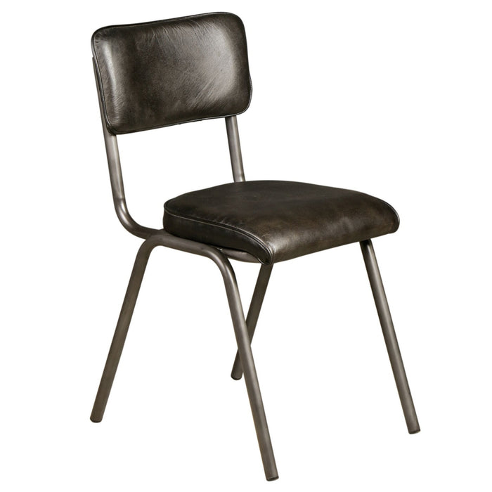 Black Leather and Iron Dining Chair