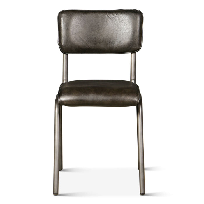 Black Leather and Iron Dining Chair