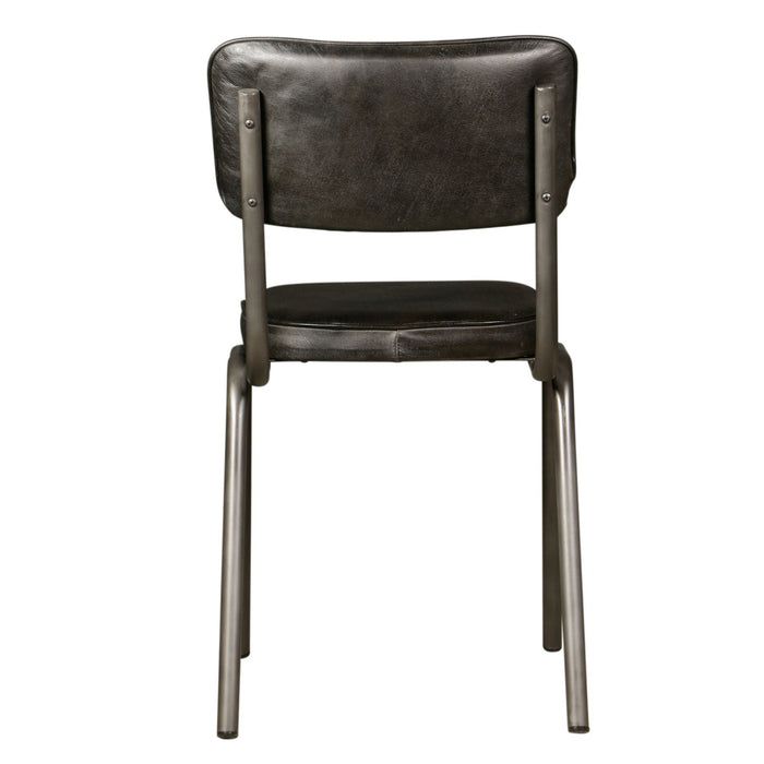 Black Leather and Iron Dining Chair