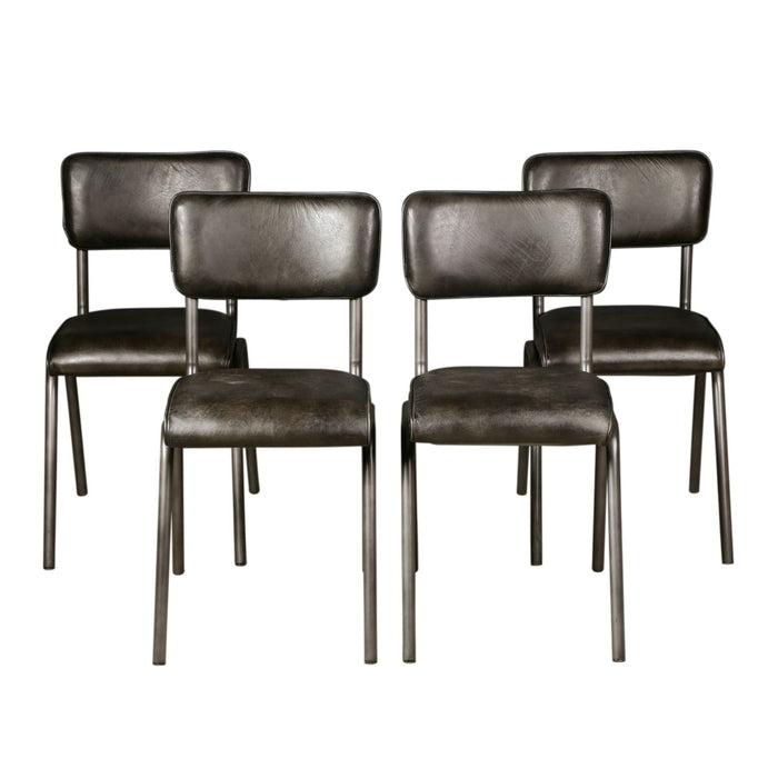 Black Leather and Iron Dining Chair