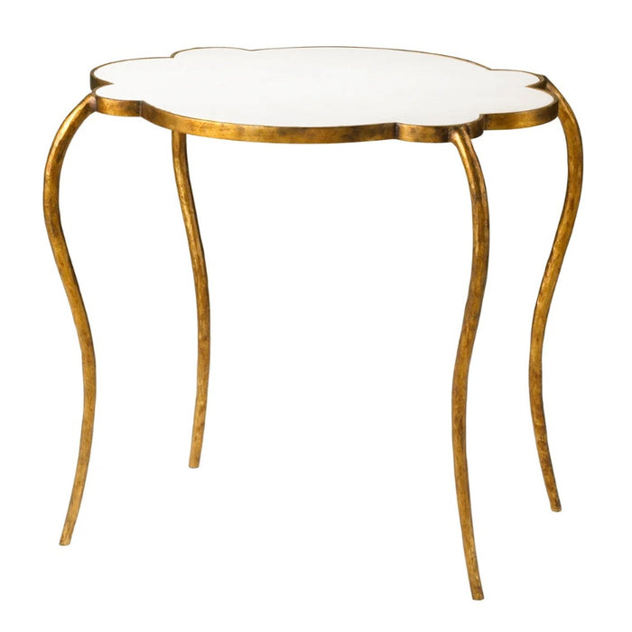 Gold and White Flora Side Table