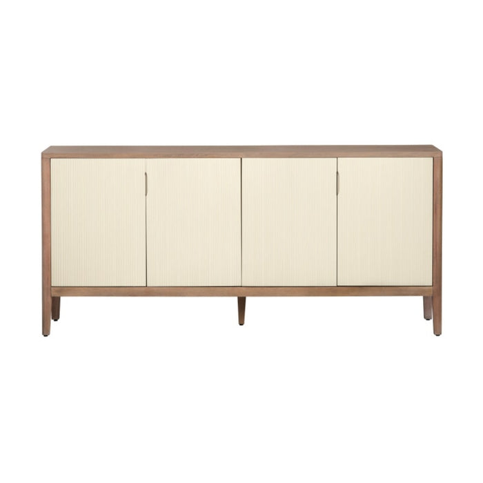 Natural Wood Grain Fluted Cream Doors Sideboard